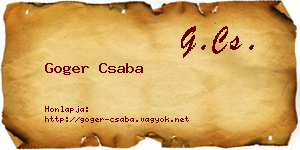 Goger Csaba névjegykártya